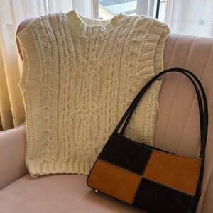 Vintage Cream Cable Knit Sweater Vest
